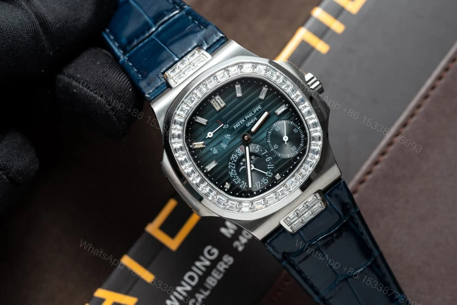 View 2 of Replica Patek Philippe Nautilus White Gold Blue Dial 40mm