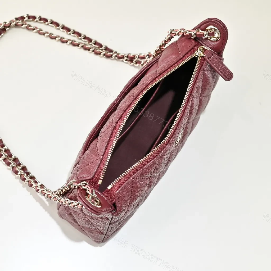 View 5 of Burgundy Quilted Leather Flap Bag: Classic Sophistication