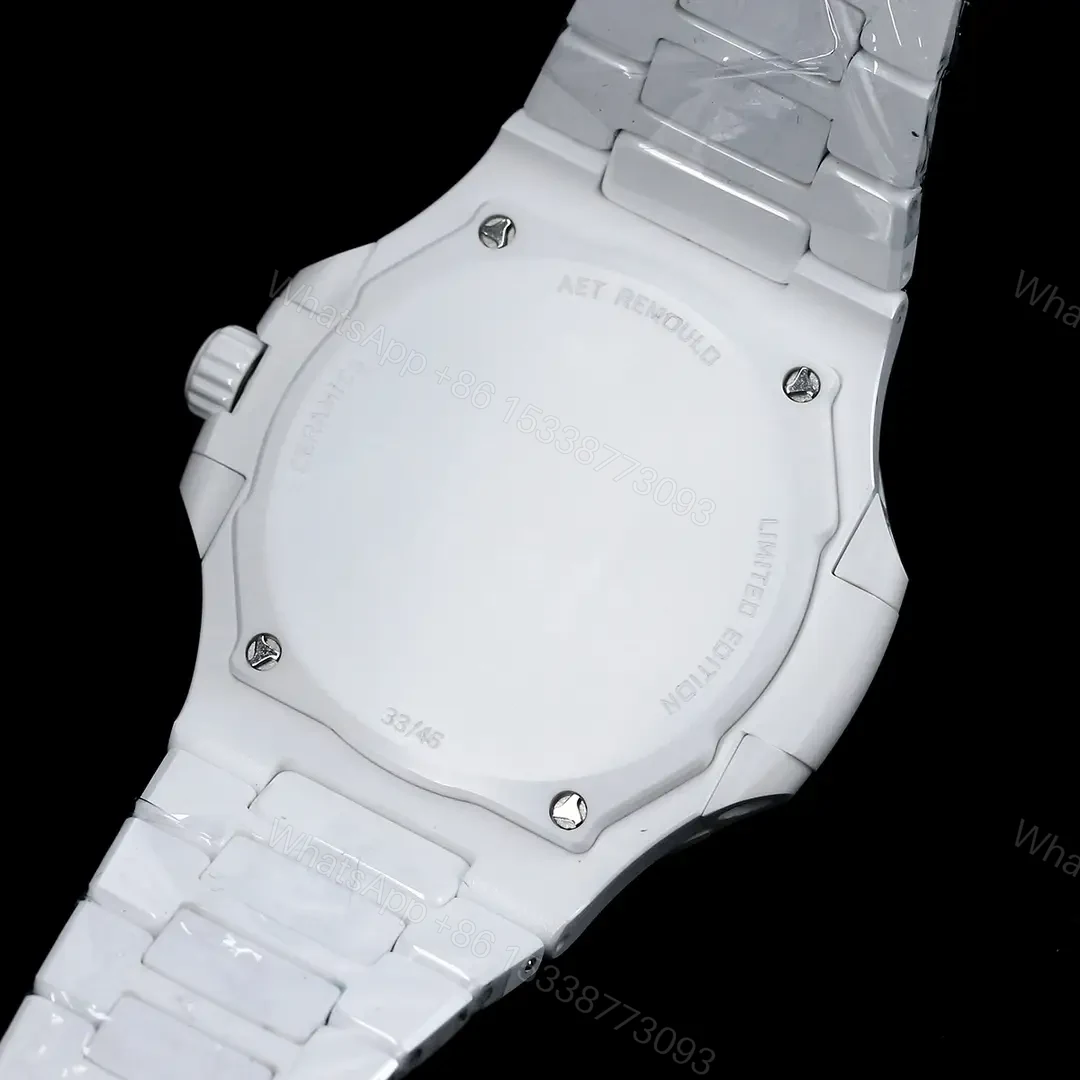 View 8 of Patek Philippe Tiffany Nautilus Watch White Ceramic Bracelet Ultimate 40MM PP-NAU-TIFF-WCER40-V2