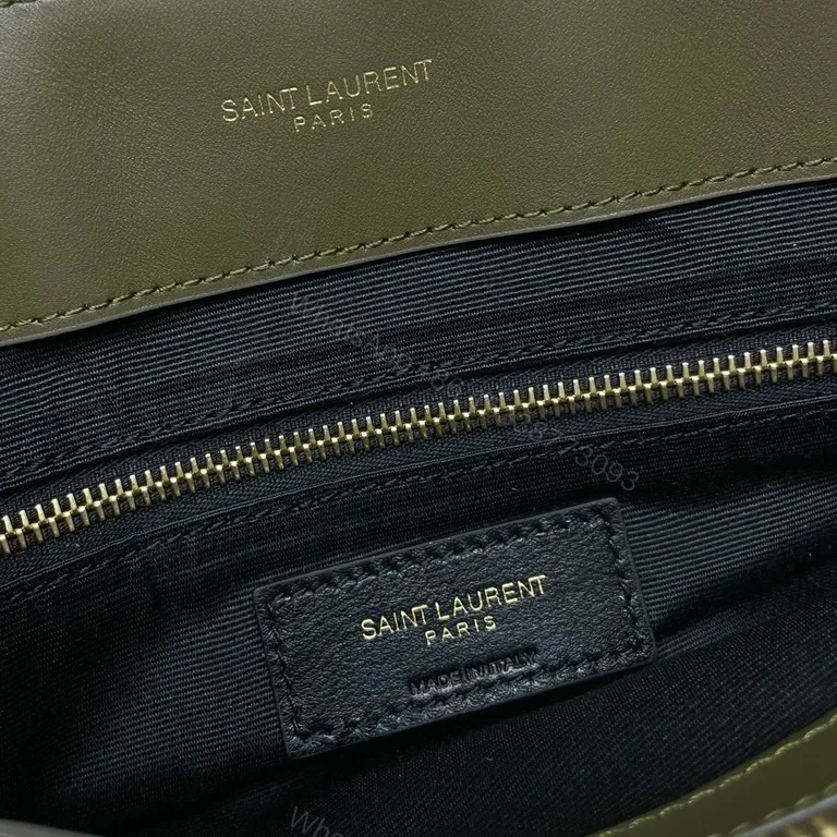 View 4 of Olive Suede YSL-Inspired Chain Shoulder Bag: Texture & Luxury