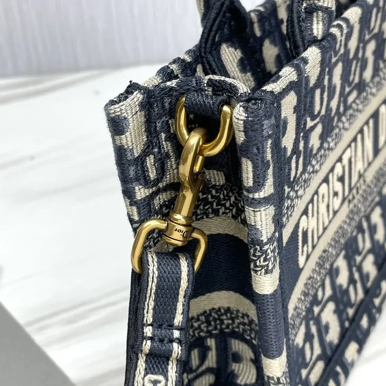View 5 of Navy Dior Monogram Tote: Elegant Jacquard, Versatile Style