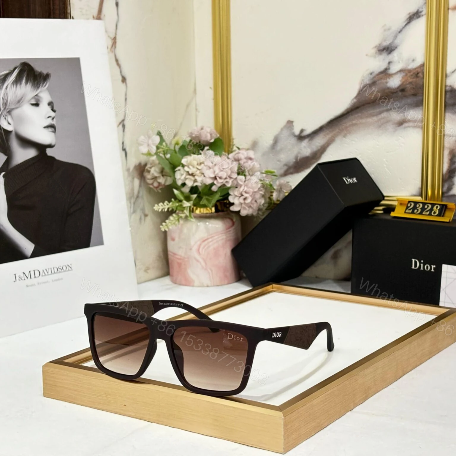 Dior Wayfarer Black Sunglasses with UV Protection — view 1