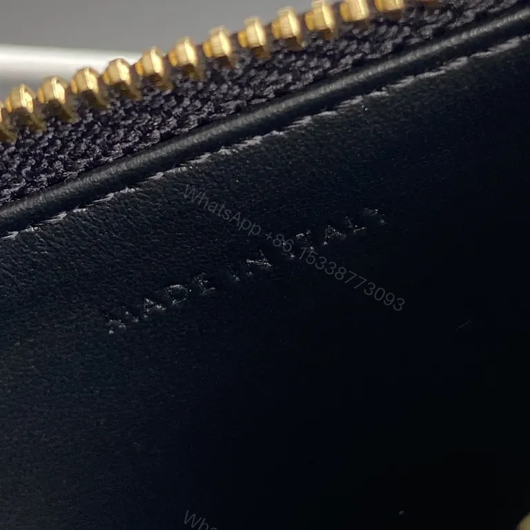View 4 of Black Calfskin Cardholder with Gold Hardware