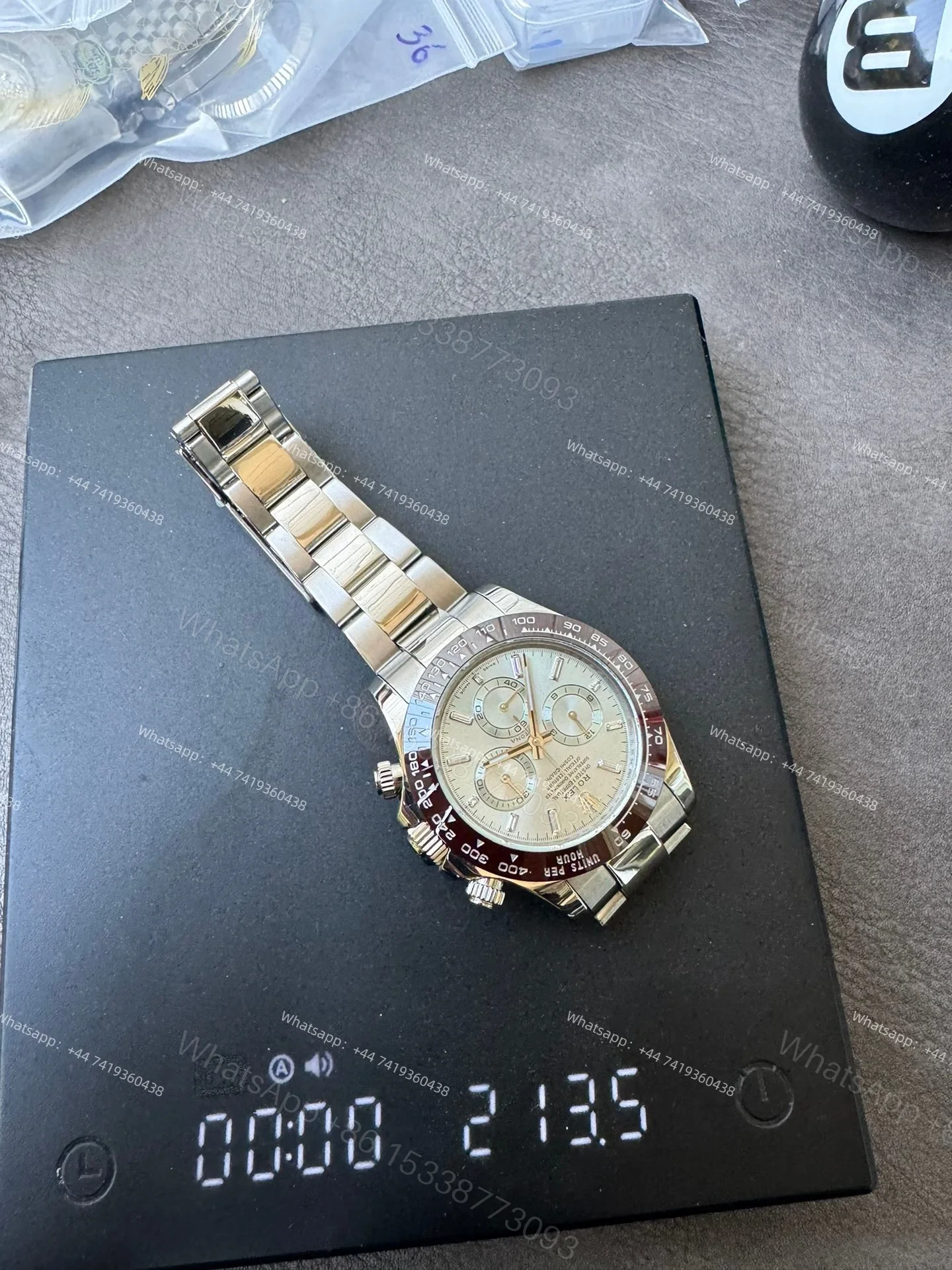 View 17 of Rolex Daytona M116506-0002 Ice Blue Dial 1:1 Replica Watch – Platinum Tone Super Clone 4130