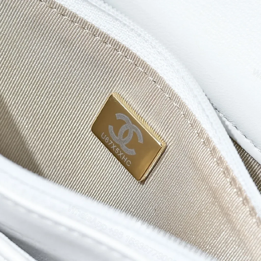 View 7 of Quilted White Crossbody: Luxury Chic, Gold Hardware Compact Bag