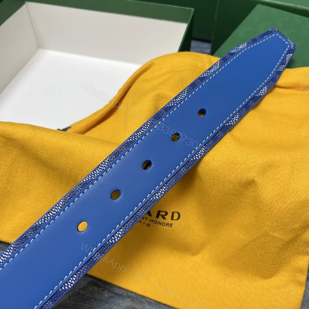 View 9 of Vibrant Blue Leather Belt with Signature Detailing