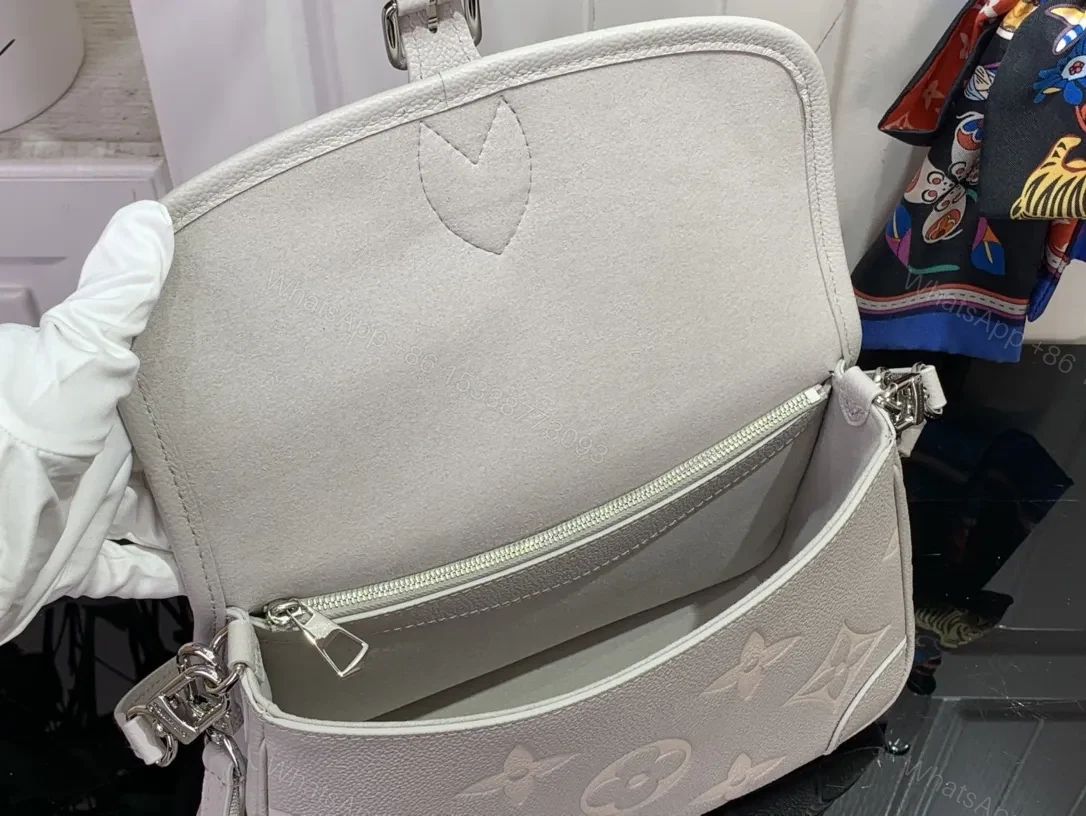 View 5 of Soft Gray Pebble Leather Monogram Flap Bag - Everyday Luxe