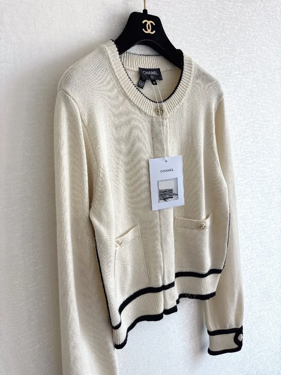 View 8 of Cream Knit Cardigan: Clean Lines, Subtle Contrast, Everyday Luxury