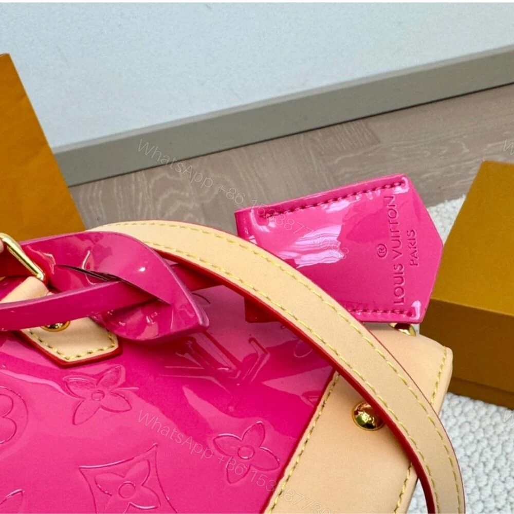 View 6 of Louis Vuitton Alma Nano Monogram Vernis Embossed Neon Pink 18Cm M90611