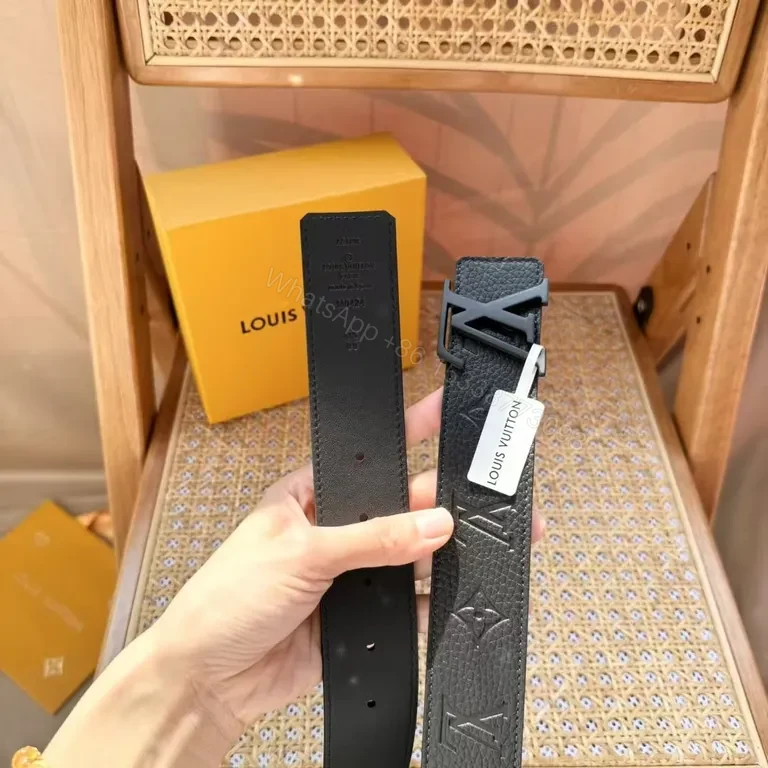 View 6 of Patterned Leather Belt: Subtle LV Texture, Modern, Versatile Style Belt