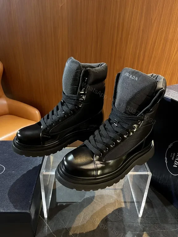 View 2 of Bold Combat Chelsea Boots: Prada-Inspired Luxury Leather Boots