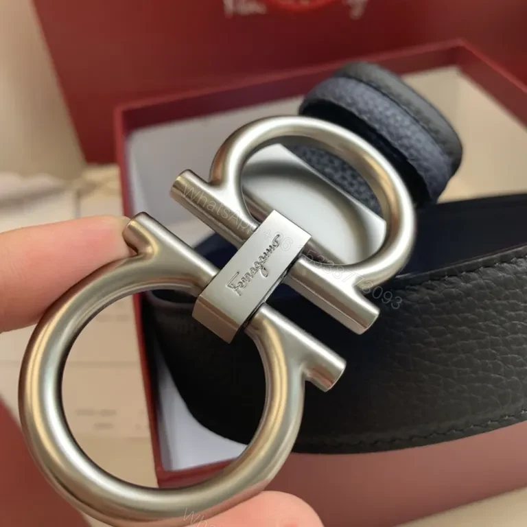 View 4 of Gancini Belt in Black Leather â€“ Luxury Designer Belt