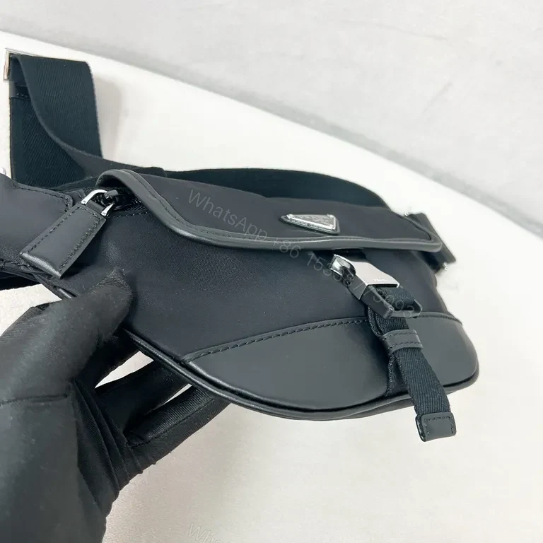 View 6 of Prada Compact Nylon Leather Trim Messenger Bag - Modern Luxury
