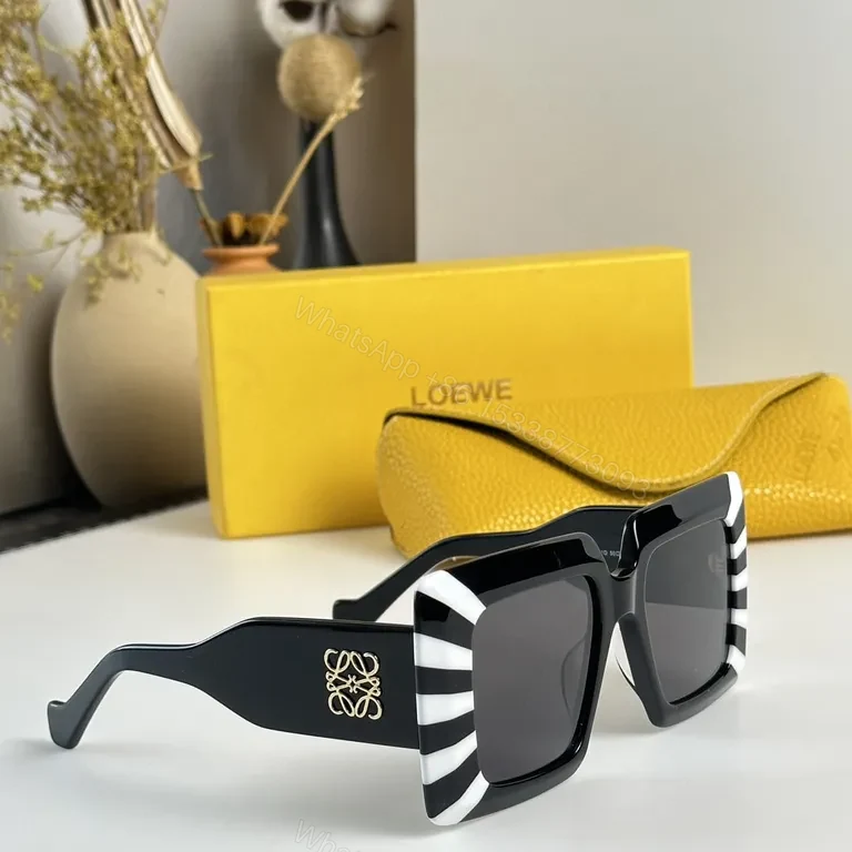 View 4 of Bold Geometry Sunglasses: Black Acetate, Loewe-Logo Edge
