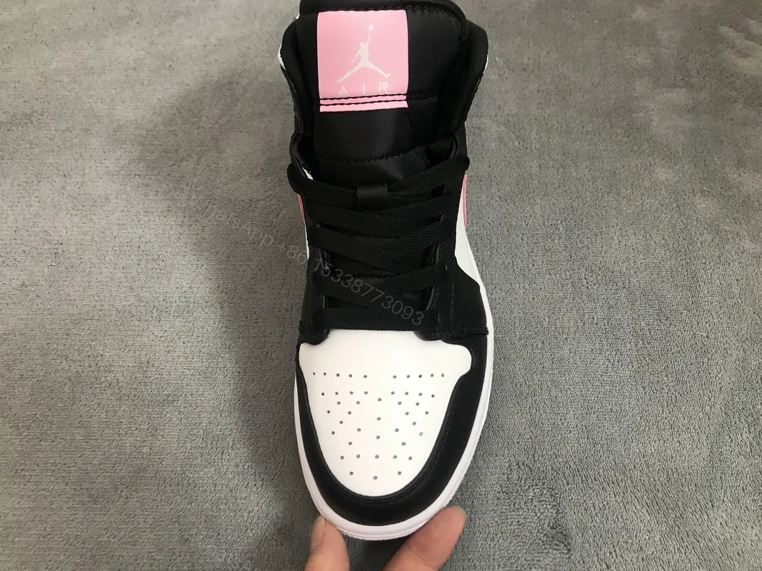View 5 of Air Jordan 1 Mid White Black Light Arctic Pink (GS) 555112-103