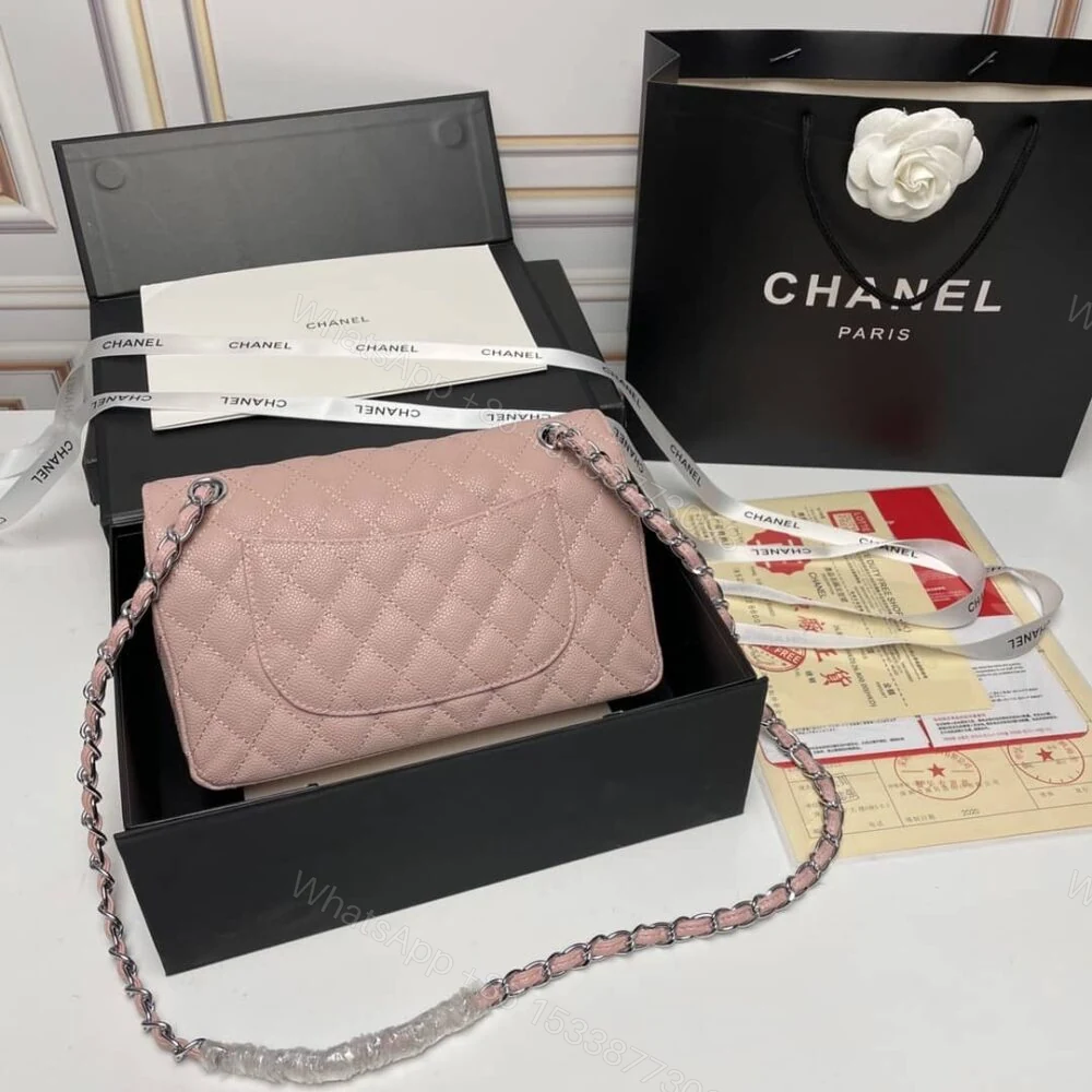 View 5 of Chanel Medium Classic Flap Bag Silver Hardware Pink 25Cm
