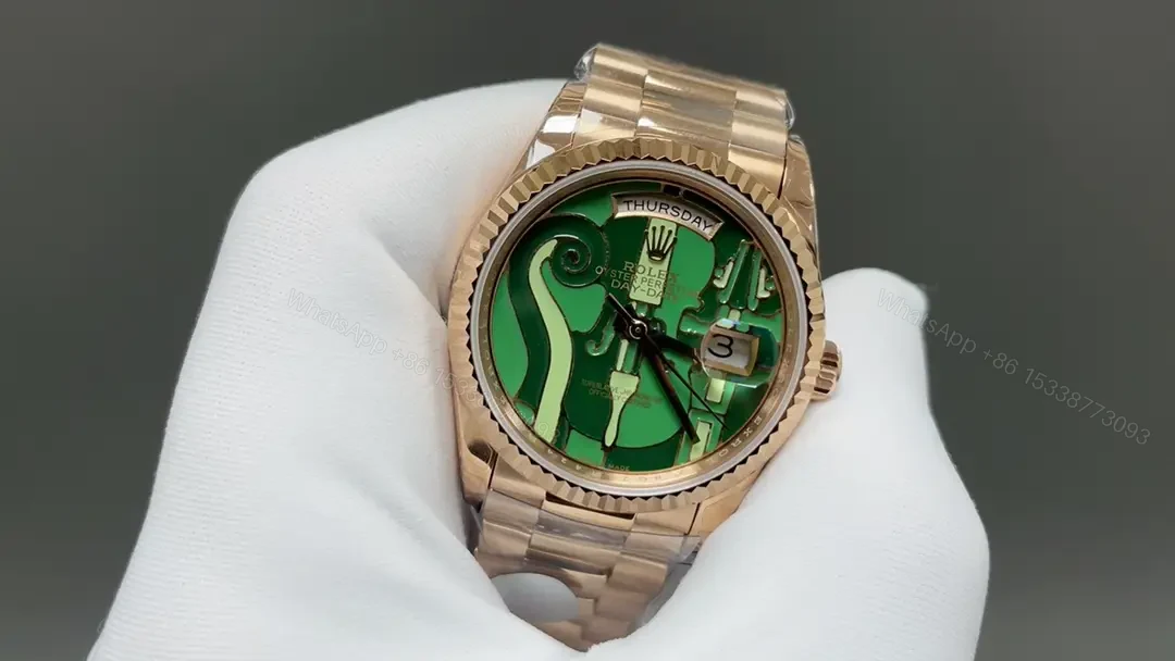 View 3 of Rolex Day-Date Violin Dial Vienna Philharmonic Green Edition Rose Gold Green Pattern Bracelet 36mm RLX-DD-VIO-GRN36