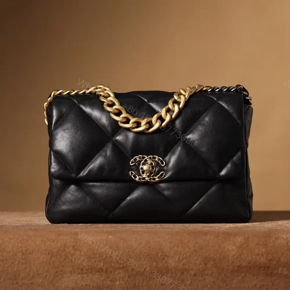 View 3 of 高仿Chanel*19Bag系列小羊皮口蓋包黑色免檢版