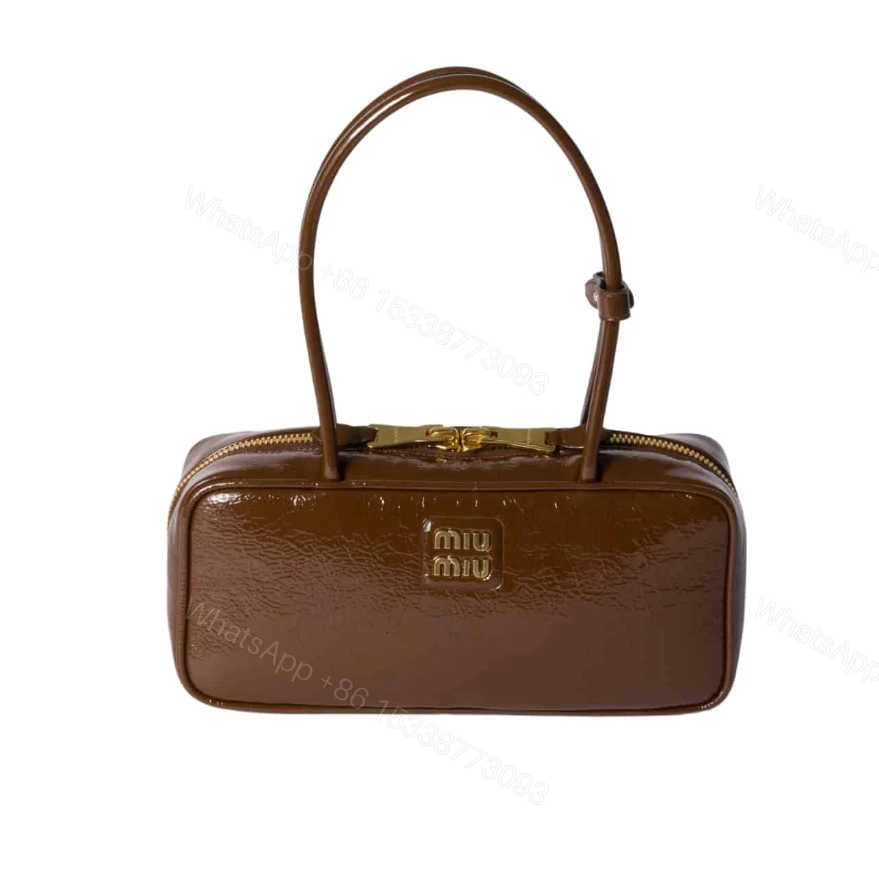 MIUMIU BEAU NAPLAK PATENT BAG PALISANDER 28CM — view 1