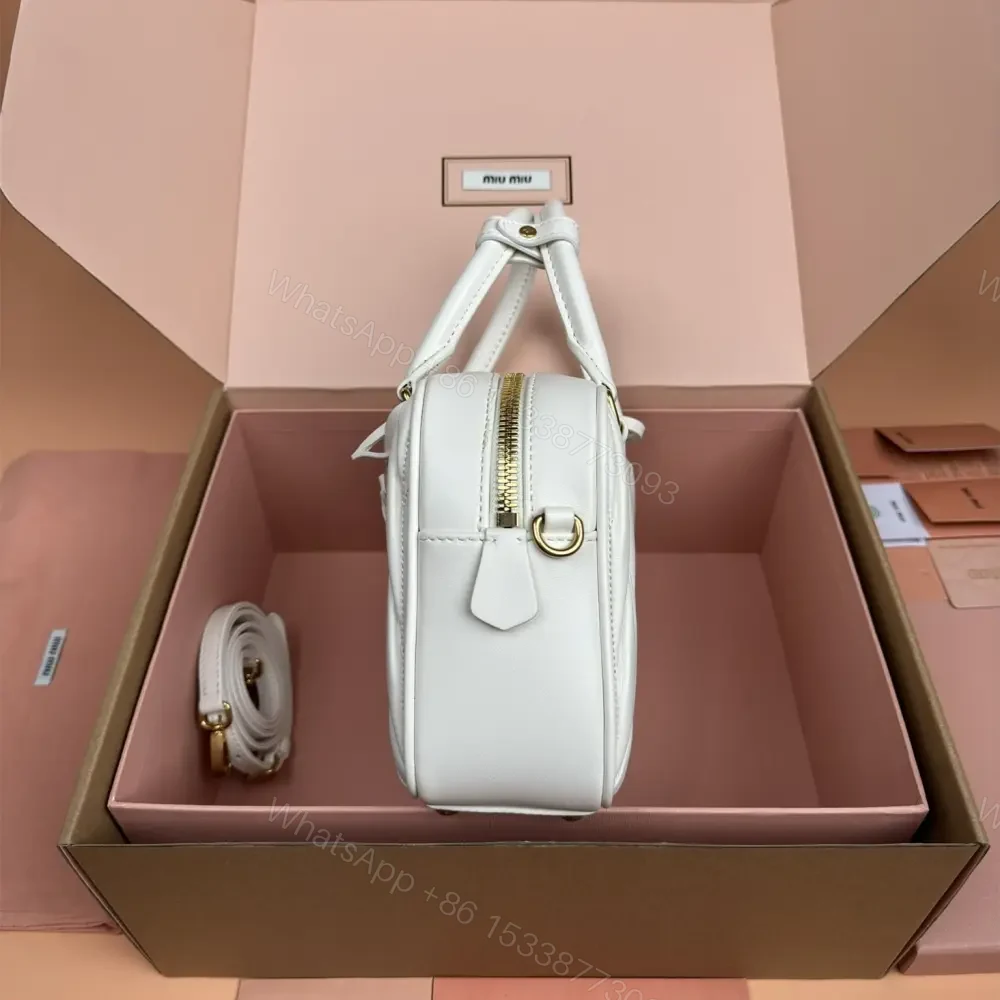 View 3 of 高仿miumiu*Arcadie系列5BB124小羊皮單肩包白色大號免檢版