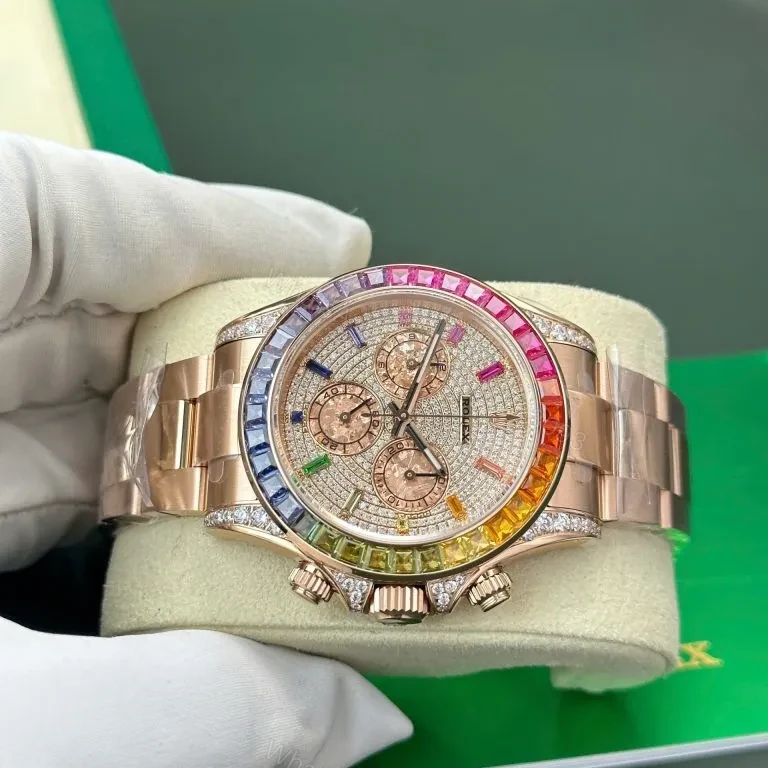 View 5 of Replica Rolex Cosmograph Daytona Rainbow Rose Gold 40mm