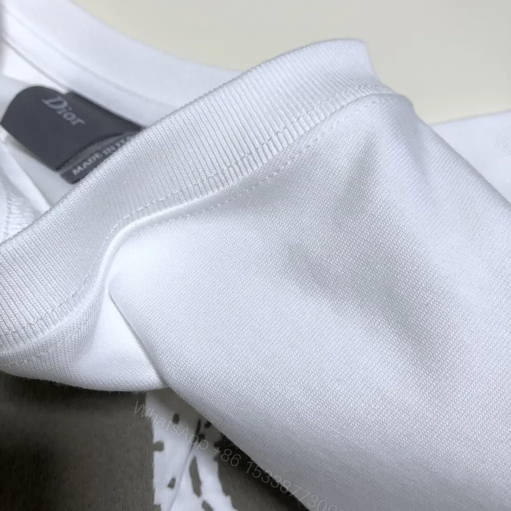 View 7 of White Cotton Casual Dior-style Logo Print T-Shirt