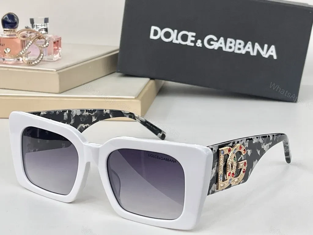 View 3 of Bold Black Square Sunglasses â€“ Crystal DG Emblem â€“ Luxury Statement