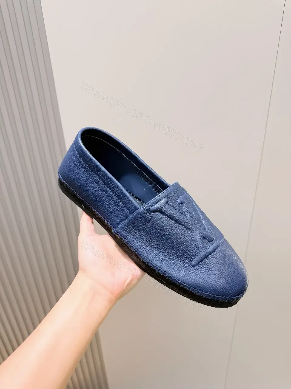 View 7 of Navy Leather Loafers: Monogram Detail, All-Day Comfort