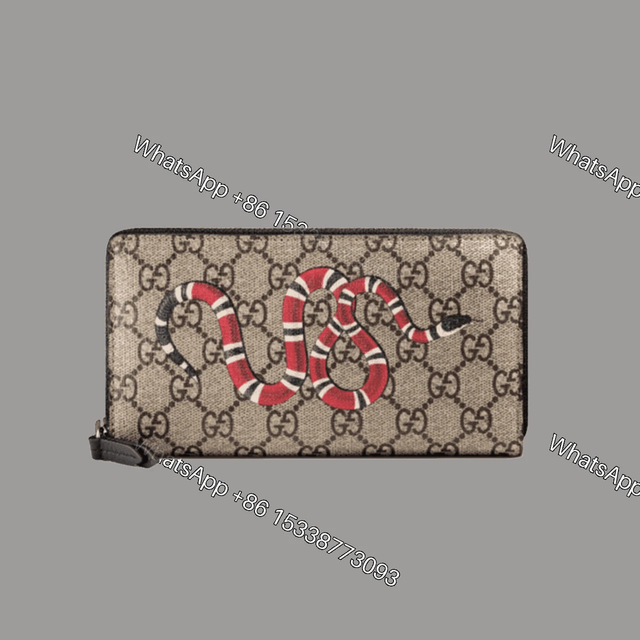 GUCCI WALLET KINGSNAKE PRINT GG SUPREME ZIP GC2 — view 1