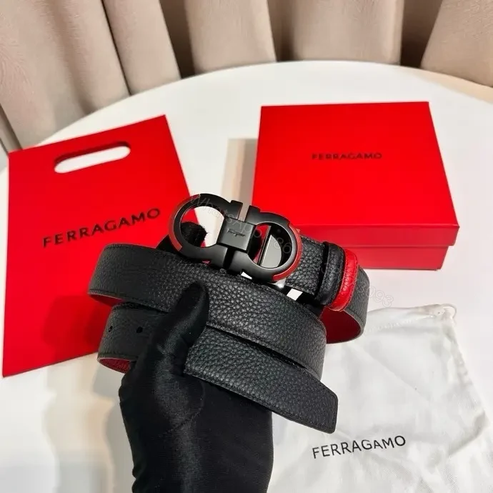 Black Pebbled Leather Belt with Signature Double-Gancini Buckle — view 1