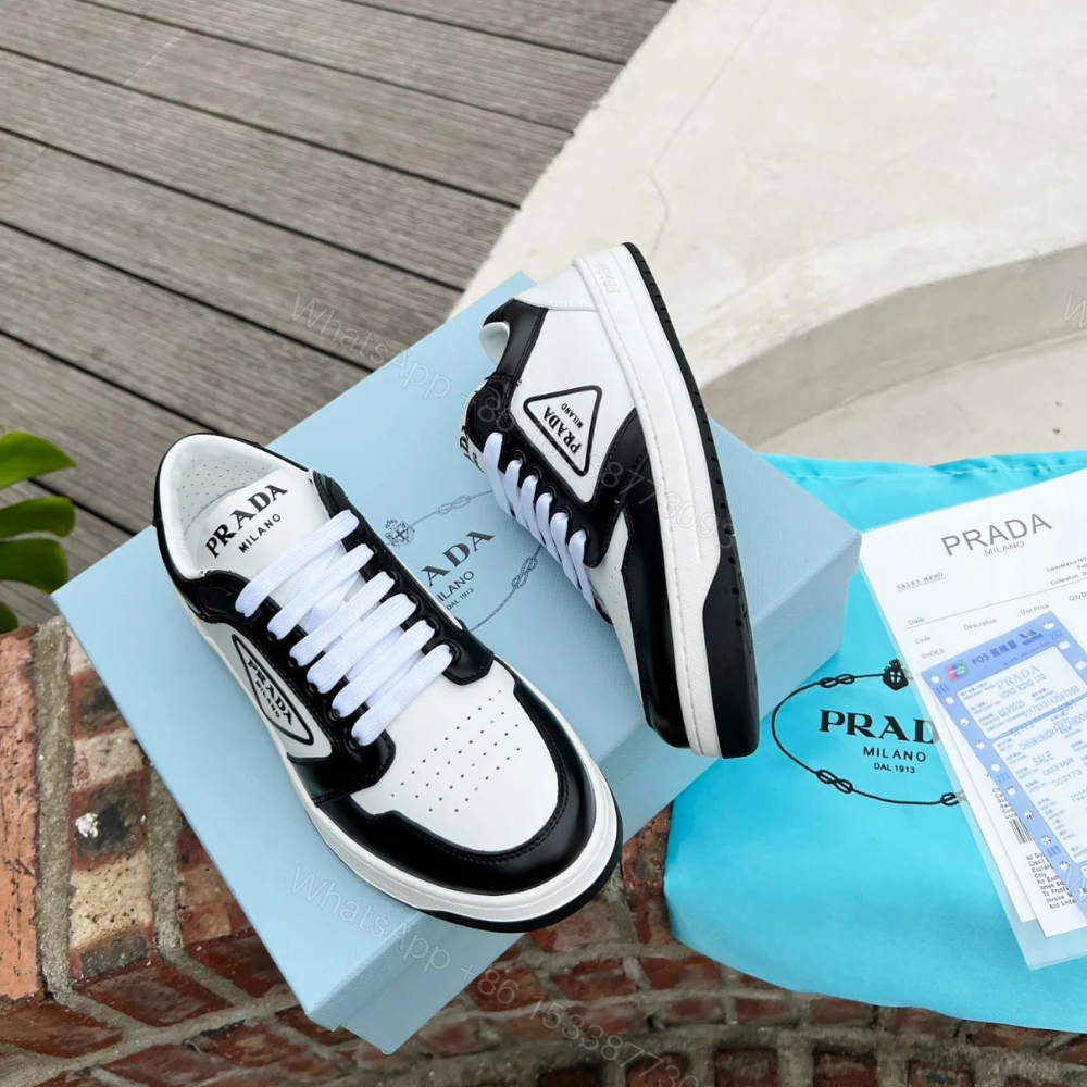 View 3 of Prada District Leather Sneaker Black White 1E790M 3LJ6 F0964 F 030