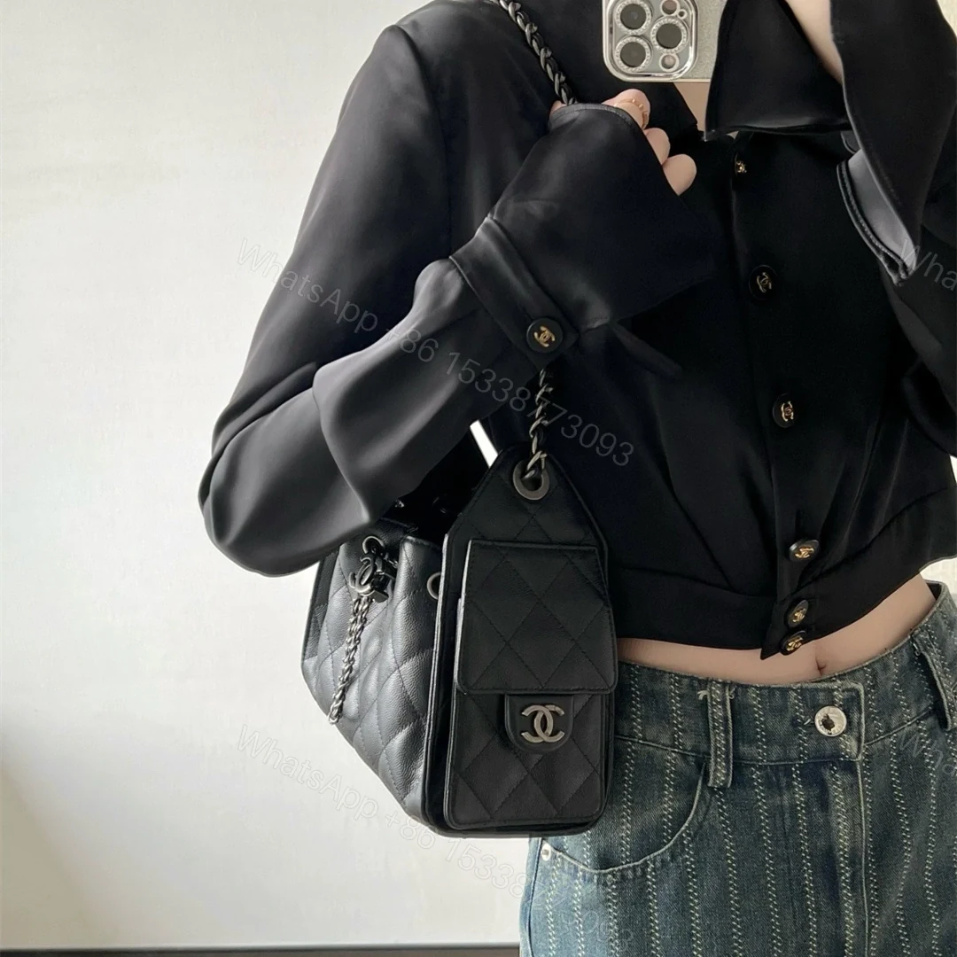 View 22 of 高仿Chanel*26C/25Bag系列AS5631小牛皮單肩包黑色銀扣Mini免檢版