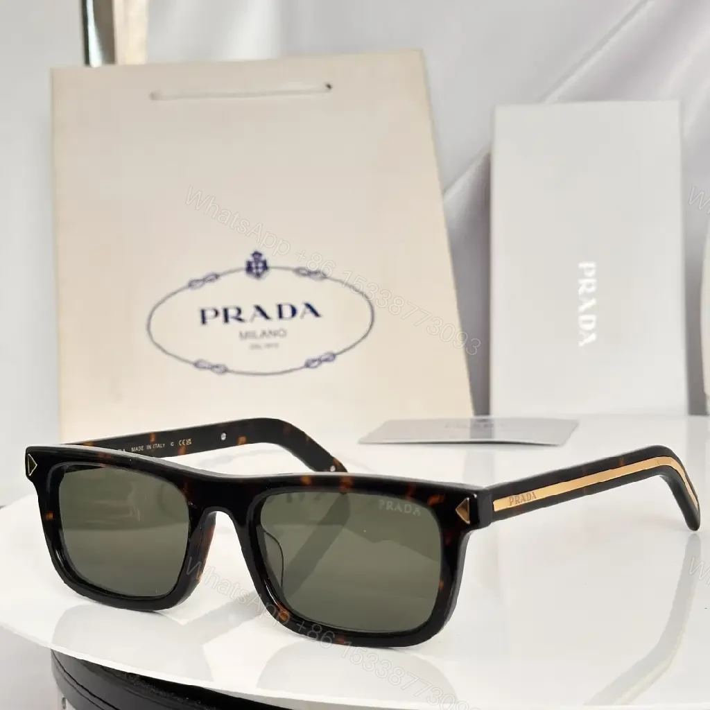 View 8 of Black Frame Clear Lenses Bold Oversized Glasses with PRADA Branding