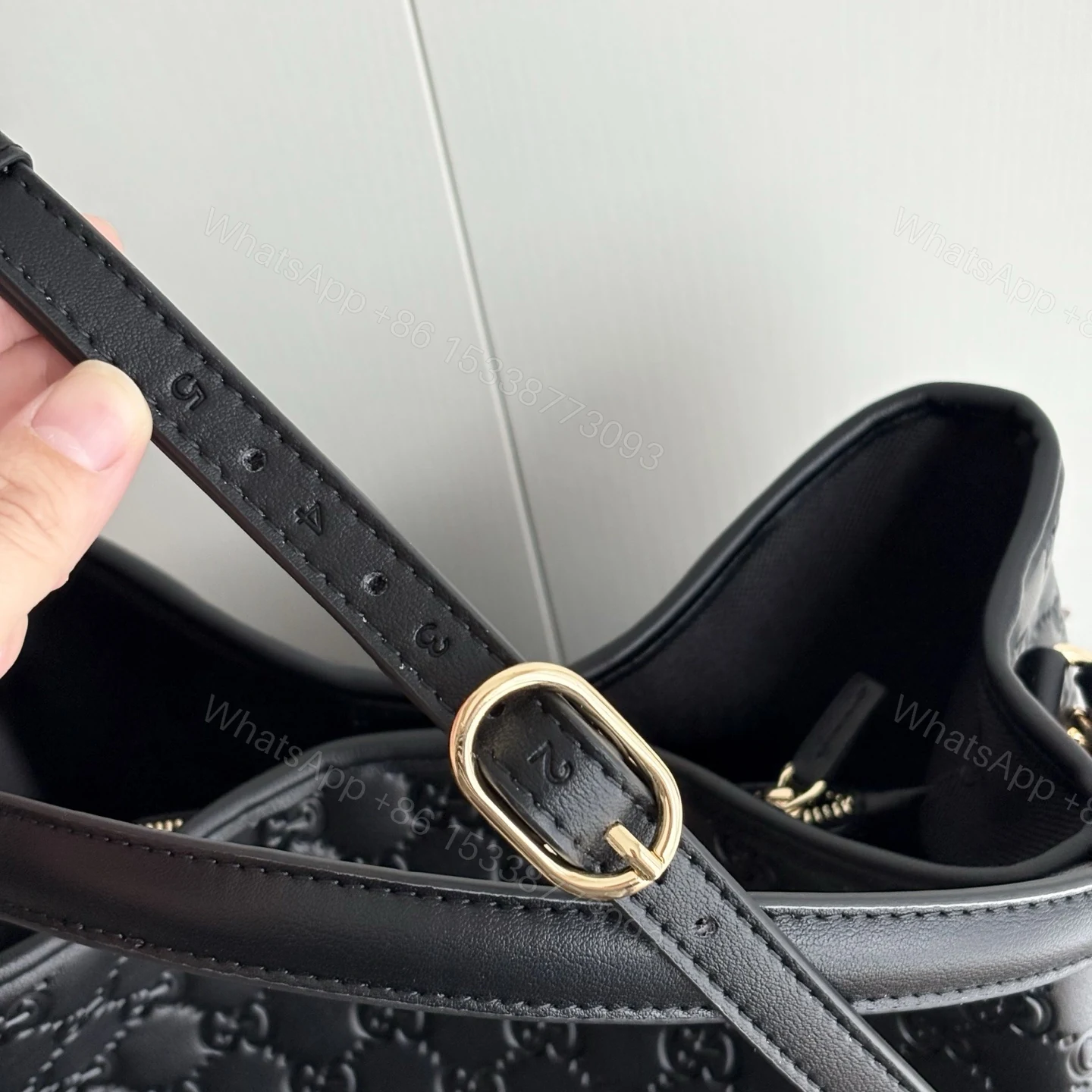 View 5 of Gucci GG Emblem Small Bucket Bag Black 25Cm