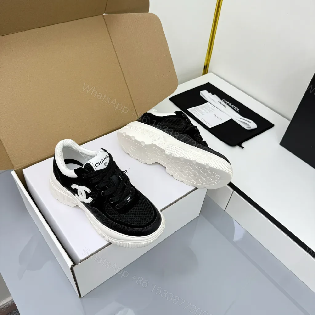 View 5 of Chic Black Mesh Luxe Sneakers with Logo Emblems