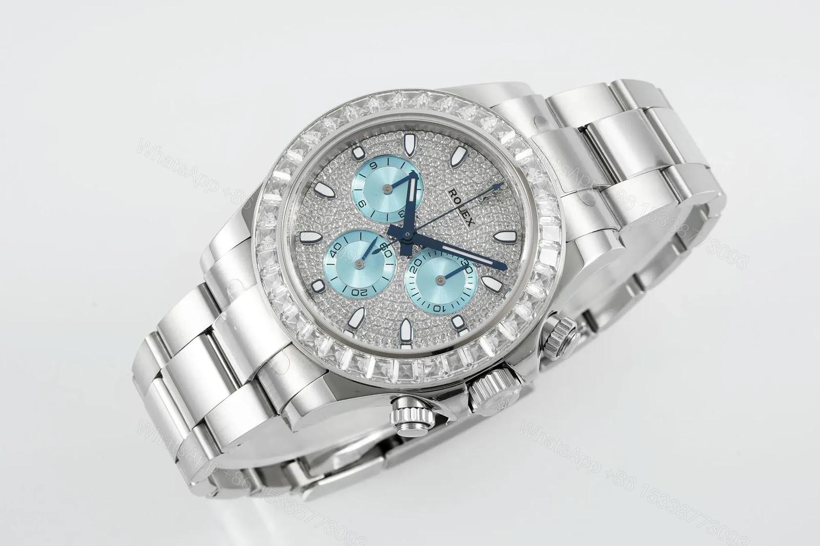 Rolex Daytona Ice Blue Diamond Watch Oyster Bracelet Ultimate 40MM RLX-DAY-40-ICE-DIA-OYS — view 1