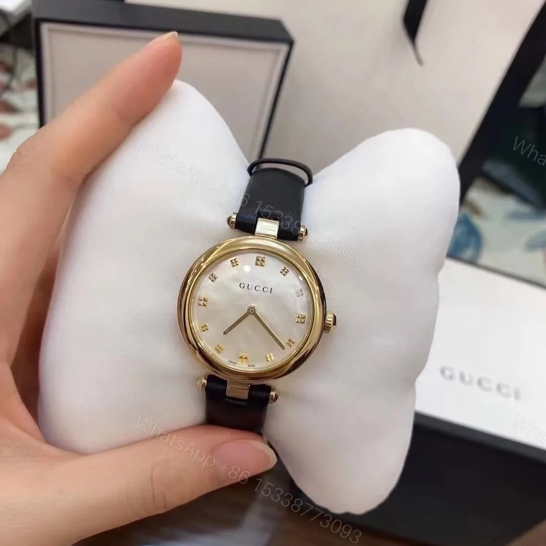 View 6 of Gucci Diamantissima Swiss Quartz With Black Strap And Gold Tone 27Mm Ya141404