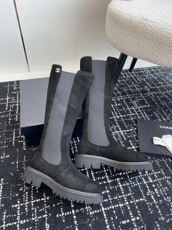 View 5 of Chic Suede-Knit Knee-High Boots: All-Day Comfort
