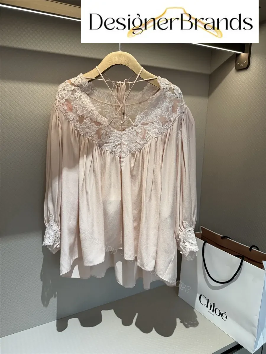 View 4 of Chloe Lace-Trimmed Silk Crepe de Chine Top