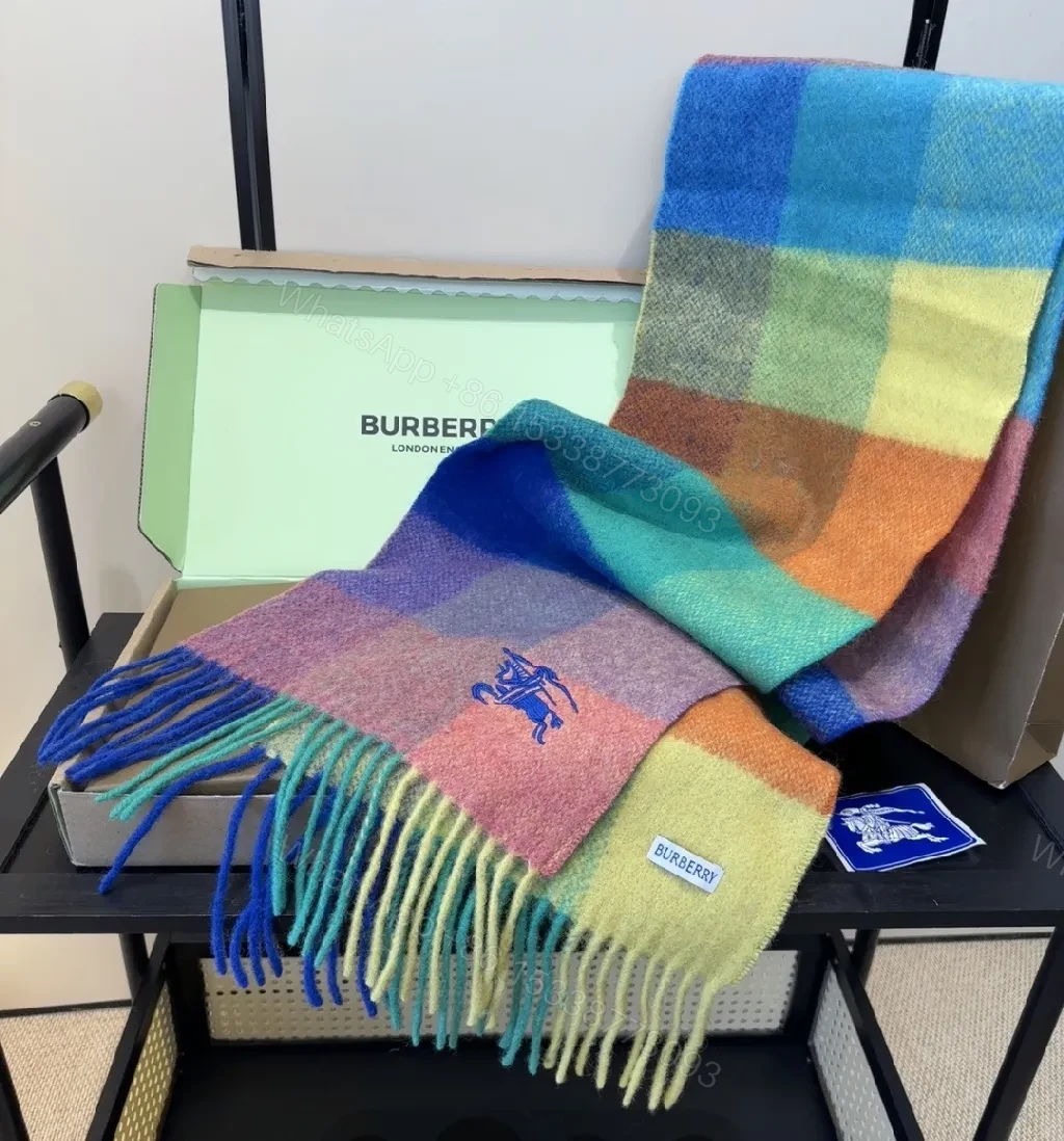View 3 of Color-Block Luxury Scarf with Fringe Rich Knit
