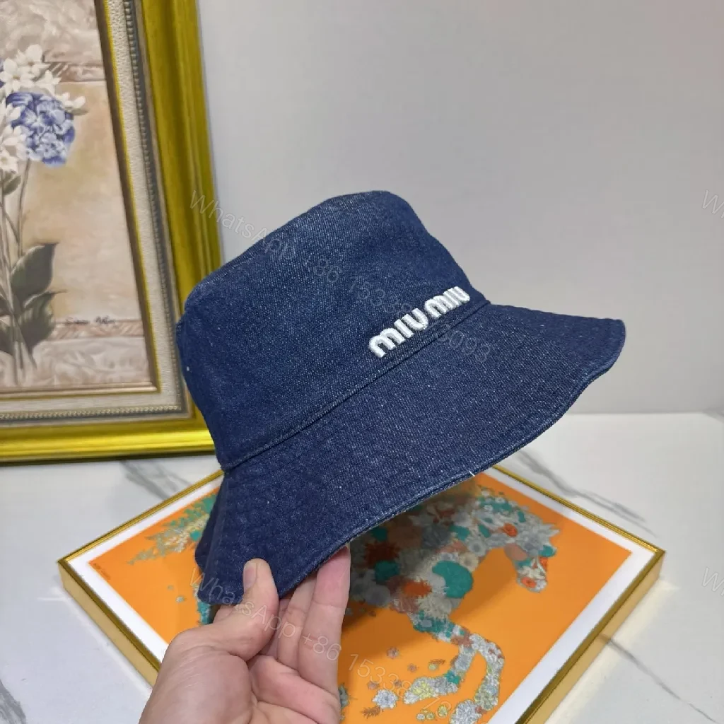 View 3 of Denim Bucket Hat — Structured, Subtle Luxury Embroidery