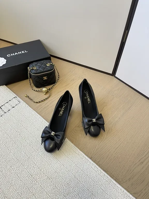 View 2 of Chanel-Inspired Luxury Ballet Flats with Signature Bow