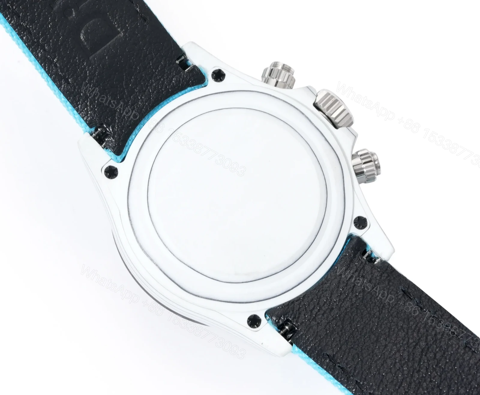 View 8 of Best Rolex Daytona White Turquoise Strap replica 40MM Black Dial Edition RG-DAYTONA-WHITE-TURQUOISE-STRAP-40