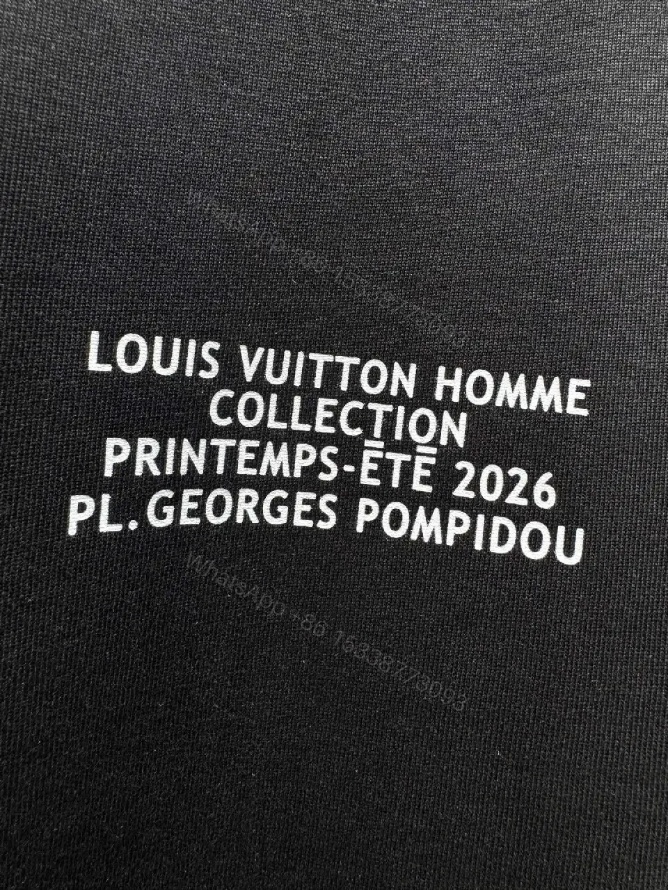 View 3 of Black Cotton Tee – Minimalist LV.M. Studio Detail, Unisex