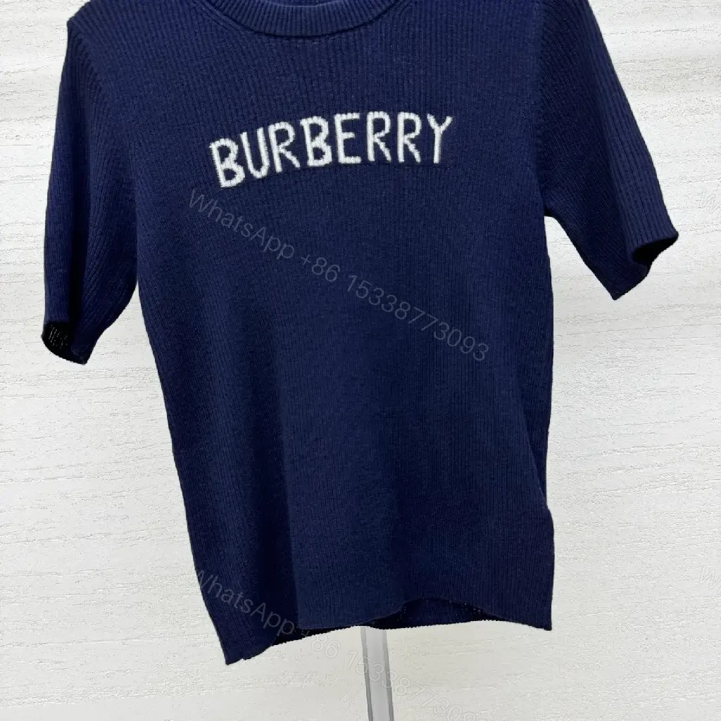View 11 of Chic Navy Knit Tee: Premium Textured Crew-Neck Top