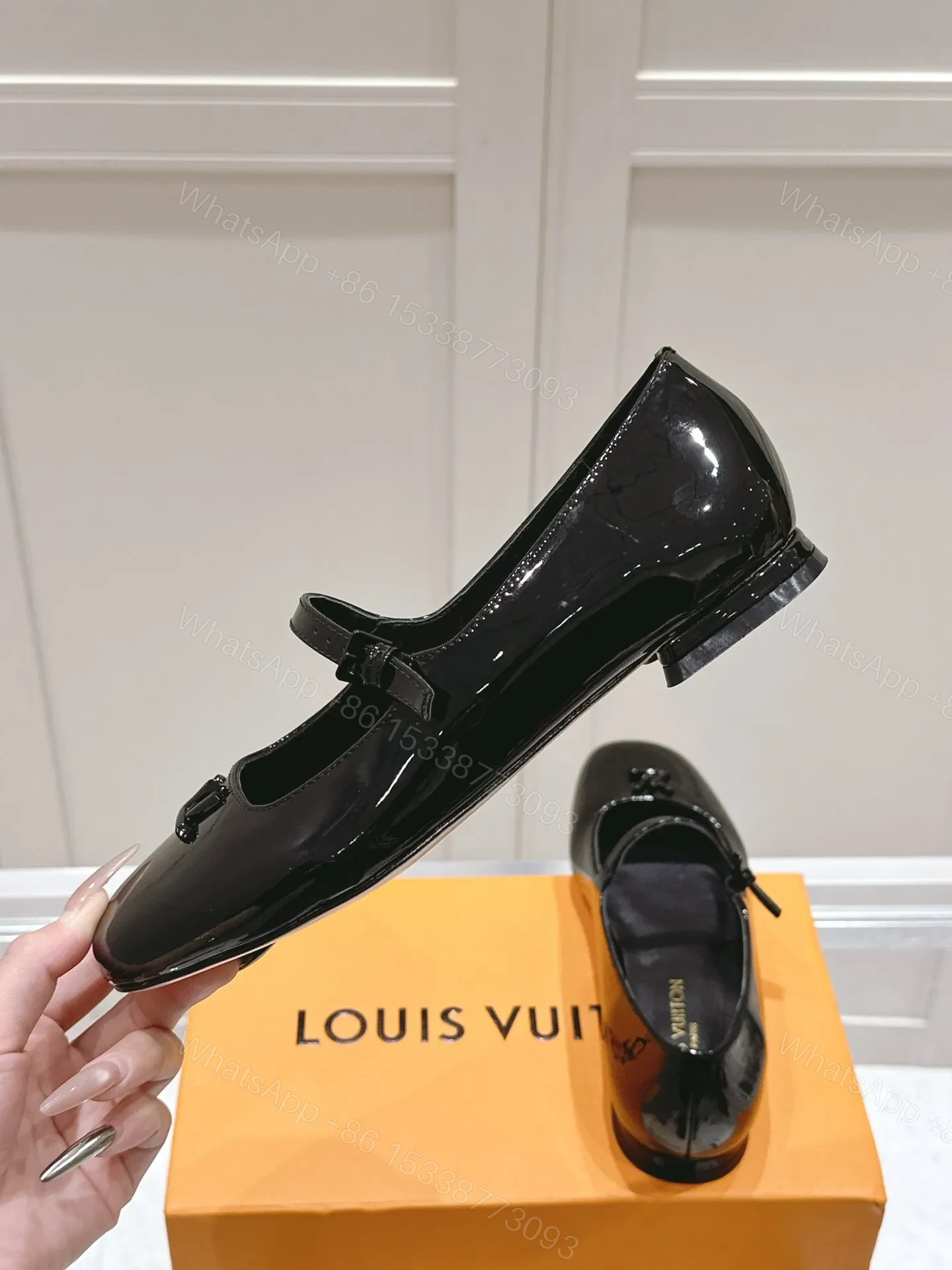 View 6 of LV Women Black Patent Leather Mary Jane Loafers