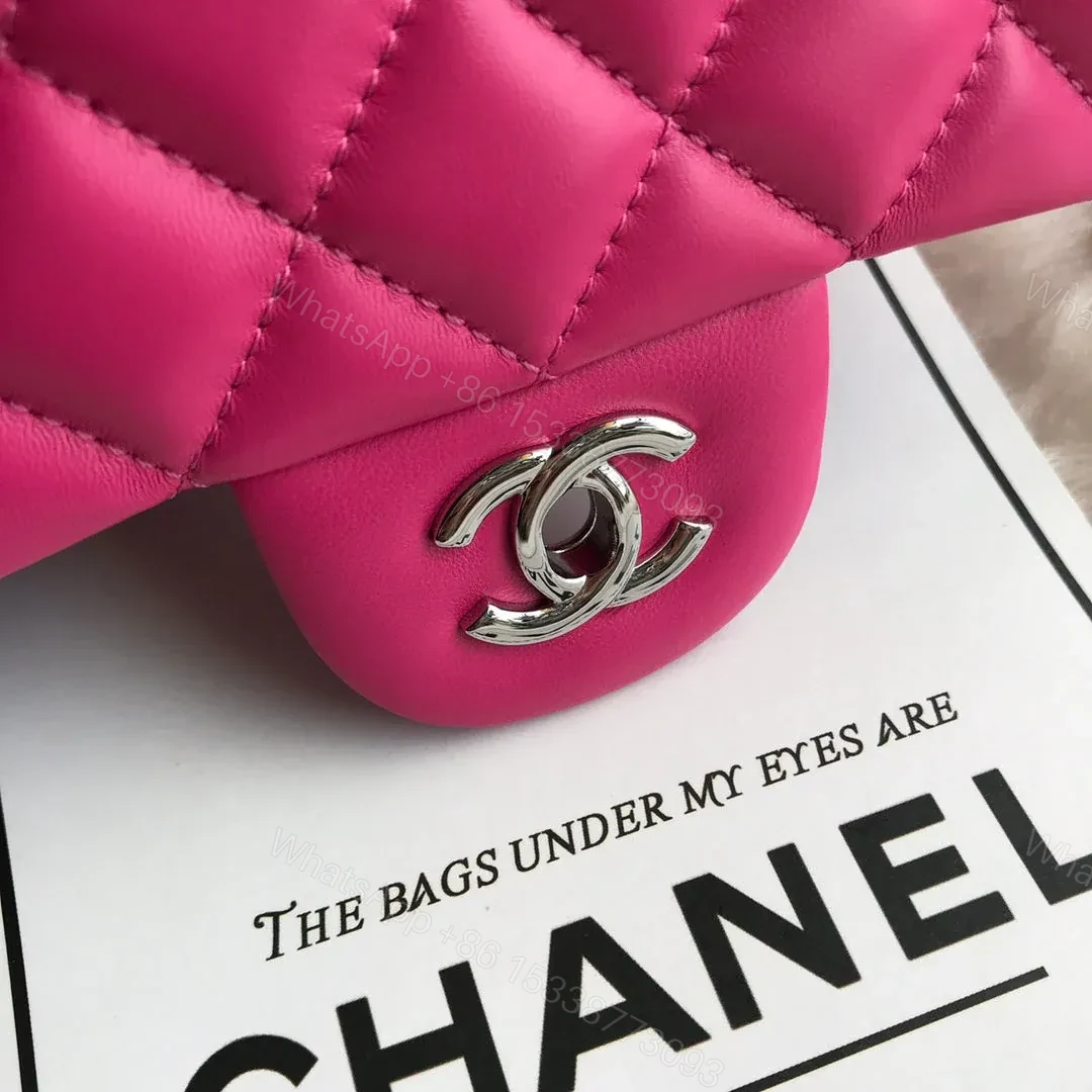 View 4 of CHANEL 20 CLASSIC SMALL DOUBLE FLAP BAG IN DEEP PINK CALFSKIN