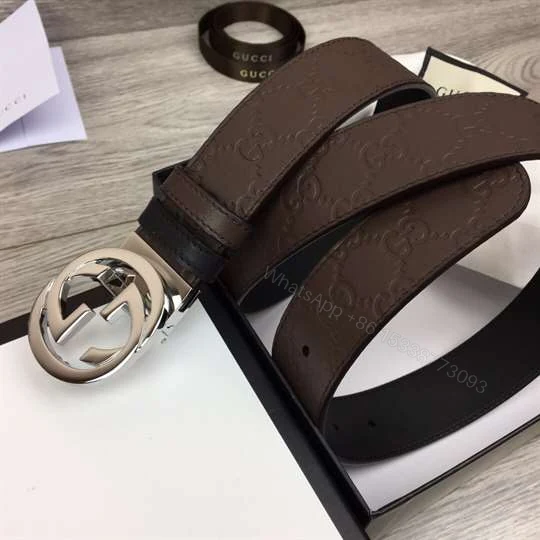 View 6 of GUCCI BROWN GUCCISSIMA LEATHER INTERLOCKING GG BUCKLE BELT – B38