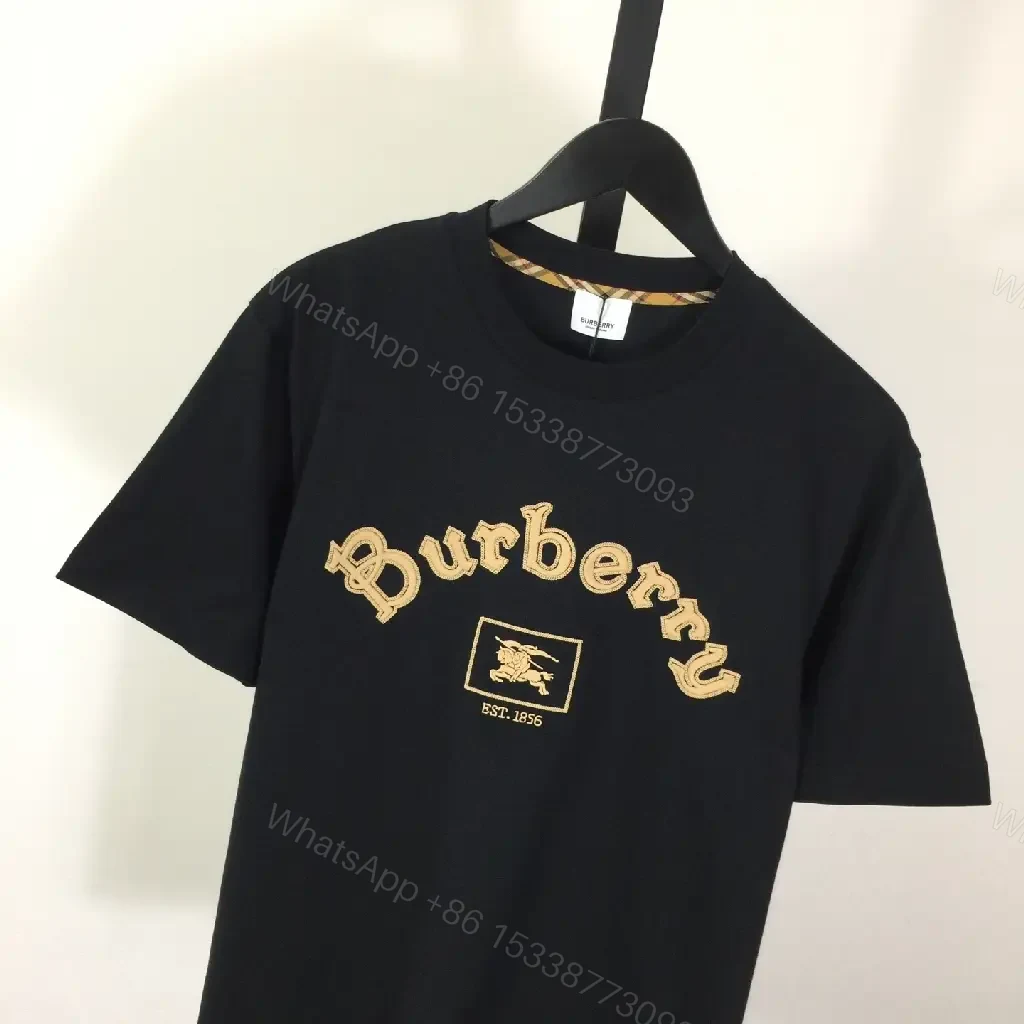 View 4 of Lux Black Embroidered Crest Tee: Premium Heritage-Inspired Style
