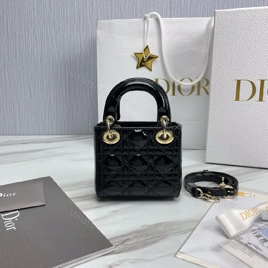 View 8 of Glossy Patent Top-Handle Bag – Gold Charm Accent, Mini Luxe